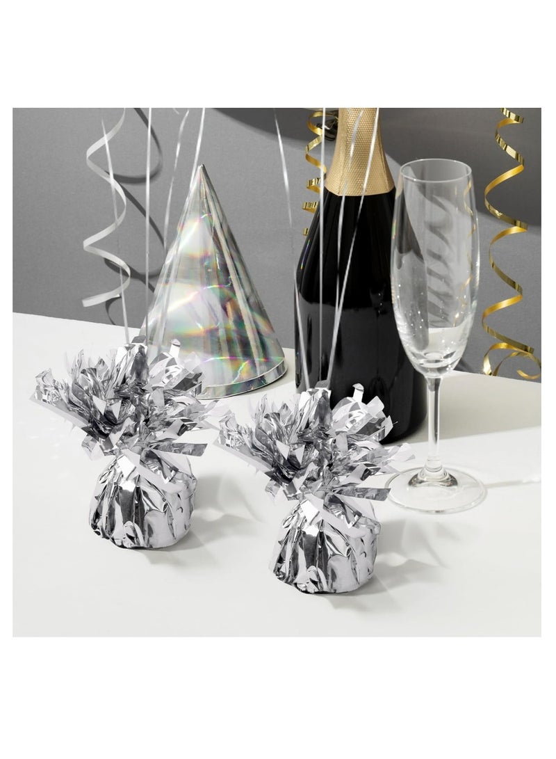 DAILYCHIC 12Pcs Metallic Silver Heavy Solid Balloon Weights Pack Holder, Table Centerpiece DIY Décor For Christmas Ramadan Birthday Party Favors Wedding Graduation, Large 6 OZ 170 G - Image 2